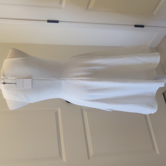 Dress The Population Catalina Fit & Flare V-Neck Sleeveless Crepe Dress White S - Picture 9 of 16